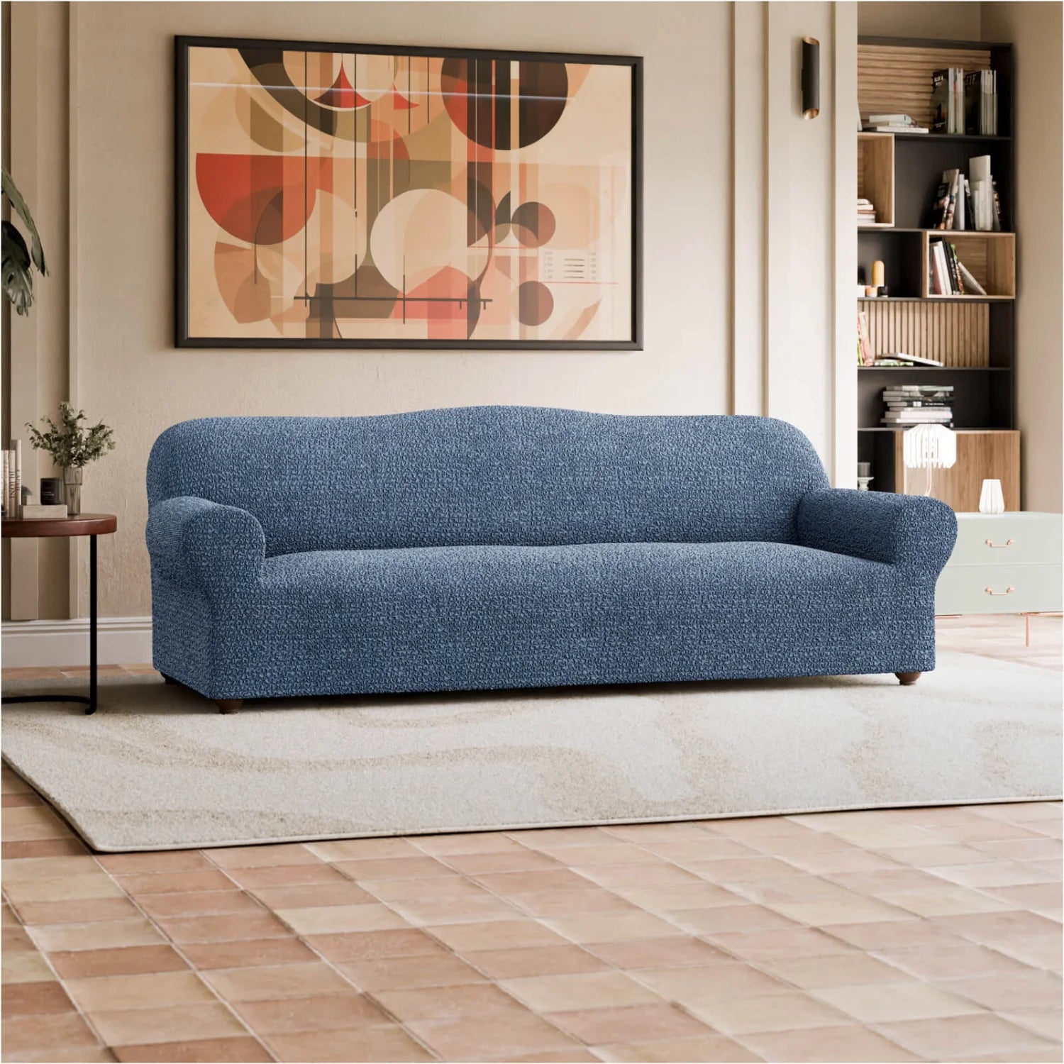 Blue Sofa 4 Seater Slipcover, Mille Righe Collection