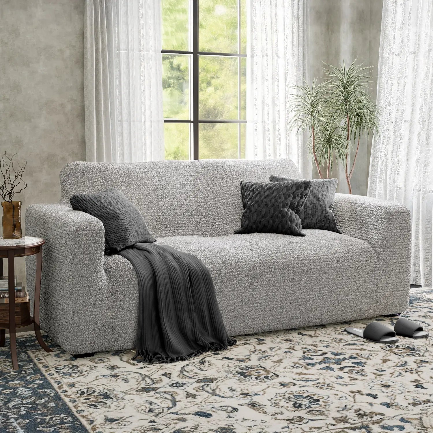 Platinum Loveseat 2 Seater Slipcover, Mille Righe Collection