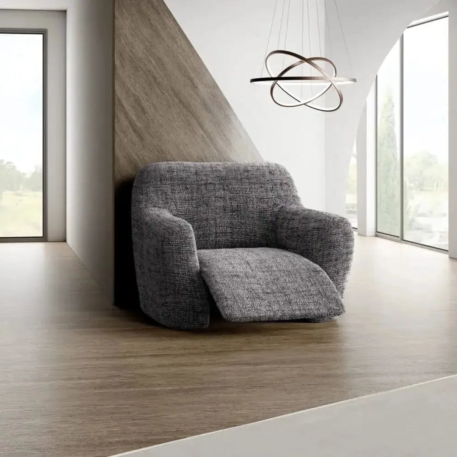 Vittoria Grey Reclining Armchair Slipcover, Microfibra Printed Collection