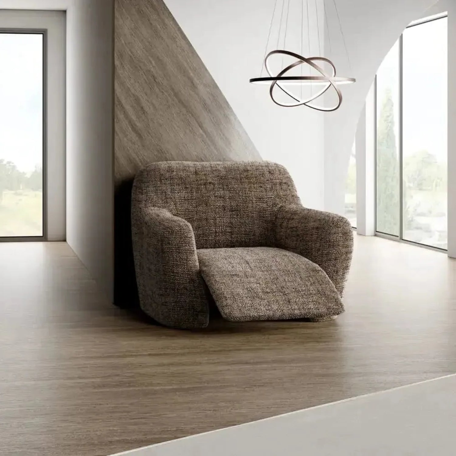 Vittoria Brown Reclining Armchair Slipcover, Microfibra Printed Collection