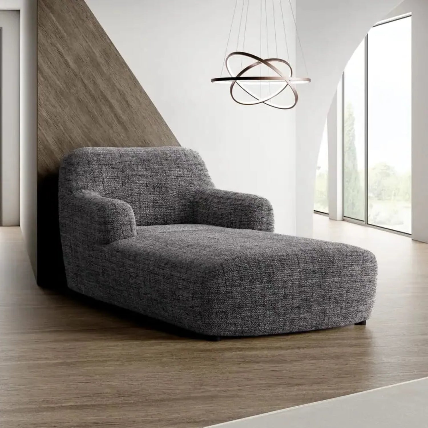Vittoria Grey Chaise Lounge Slipcover, Microfibra Printed Collection