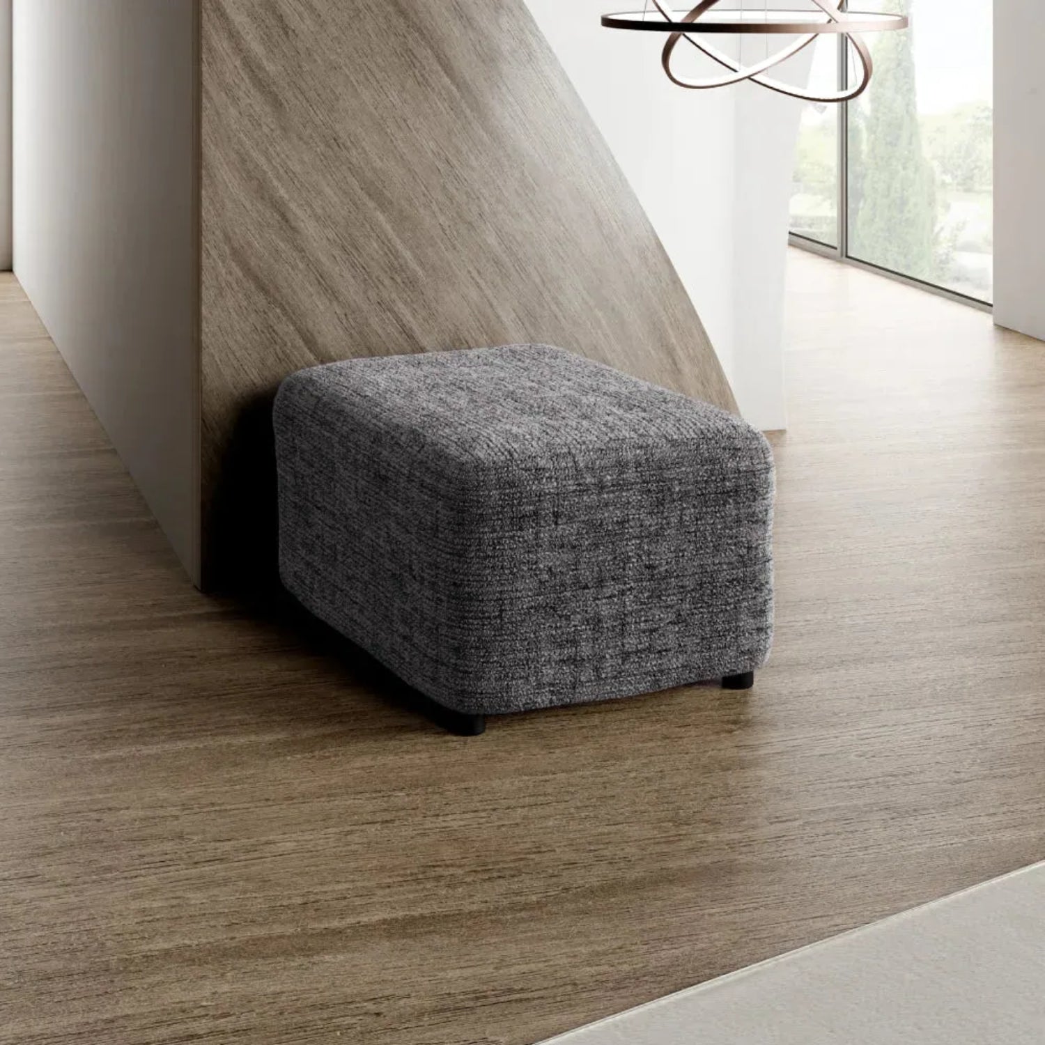 Vittoria Grey Ottoman Slipcover (Medium), Microfibra Printed Collection