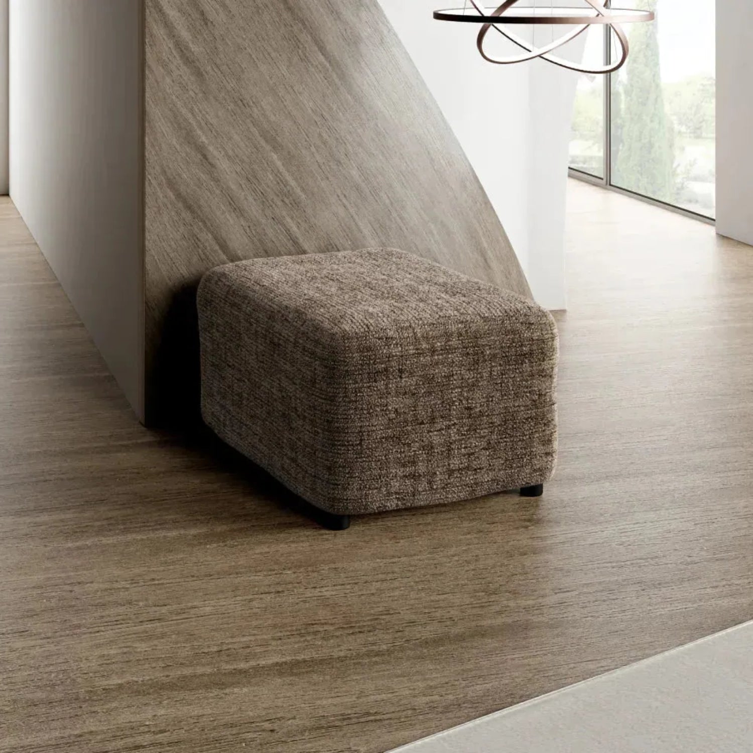 Vittoria Brown Ottoman Slipcover (Medium), Microfibra Printed Collection