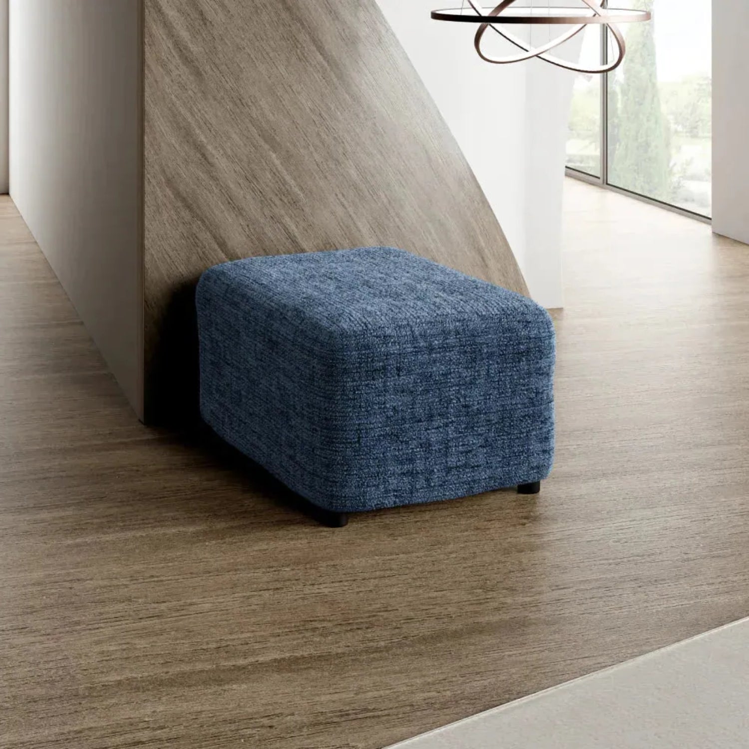 Vittoria Blue Ottoman Slipcover (Medium), Microfibra Printed Collection