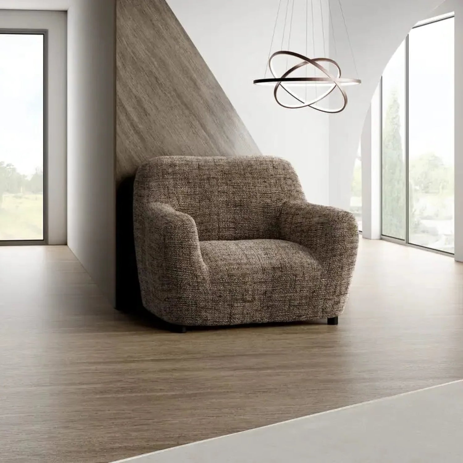 Vittoria Brown Armchair Slipcover, Microfibra Printed Collection