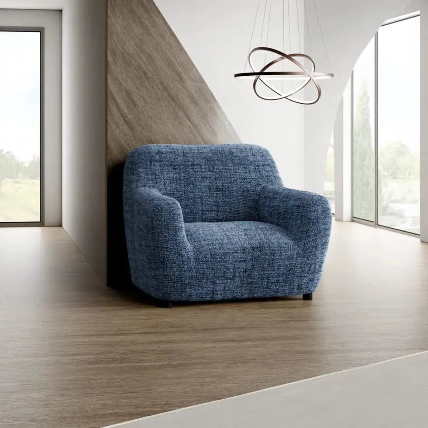 Vittoria Blue Armchair Slipcover, Microfibra Printed Collection