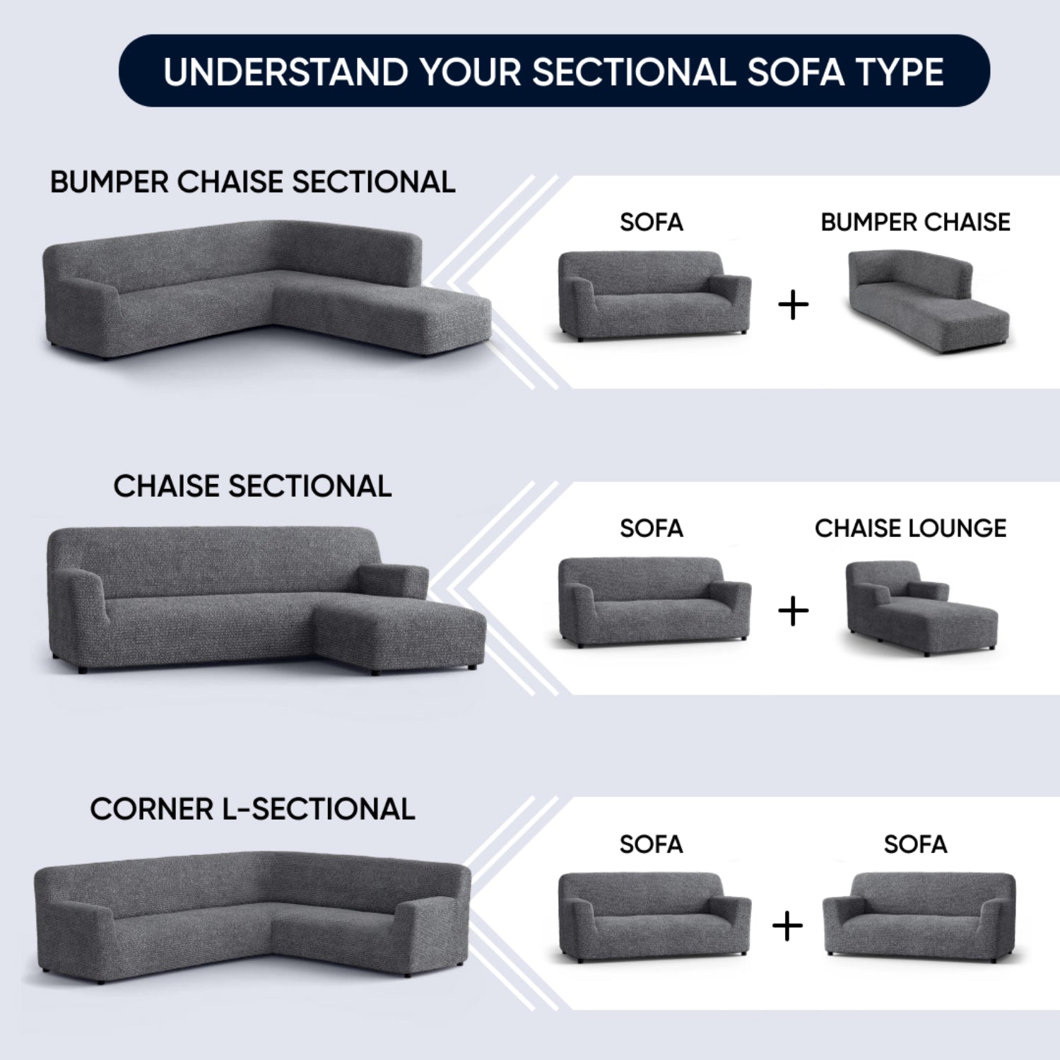 Blue L-Shaped Sofa Slipcover (Right Chaise), Microfibra Collection