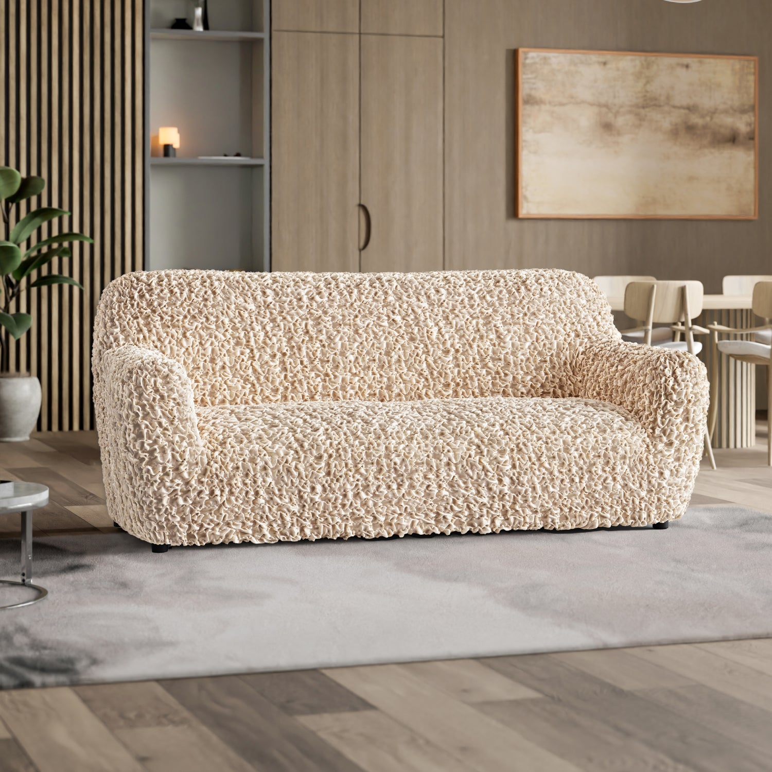 Champagne Sofa 3 Seater Slipcover, Fuco Velvet Collection