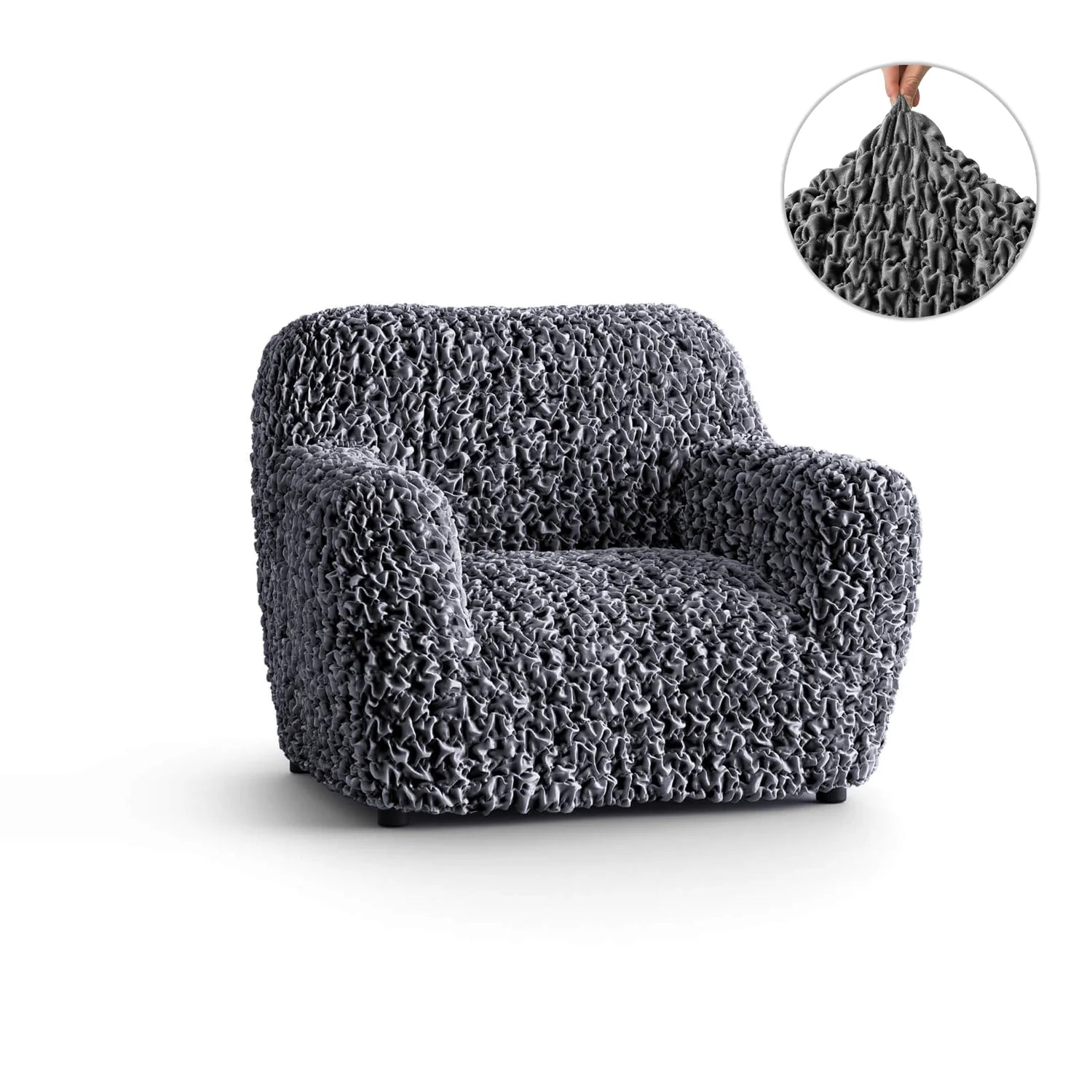 Grey Armchair Slipcover, Fuco Velvet Collection