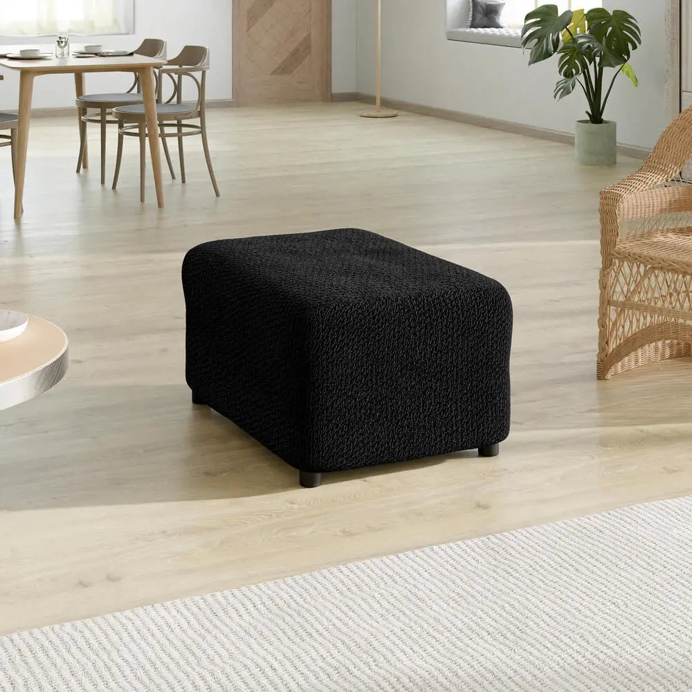 Black Ottoman Slipcover (Medium), Velvet Collection