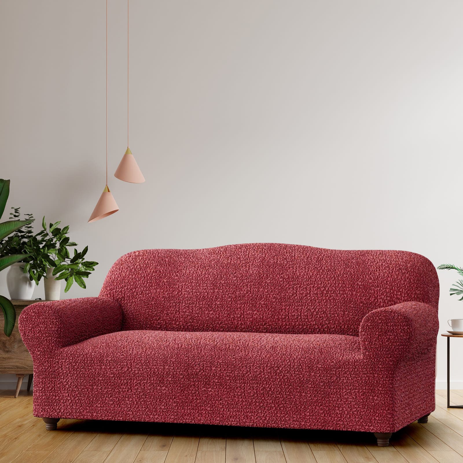 Burgundy Sofa 3 Seater Slipcover, Mille Righe Collection