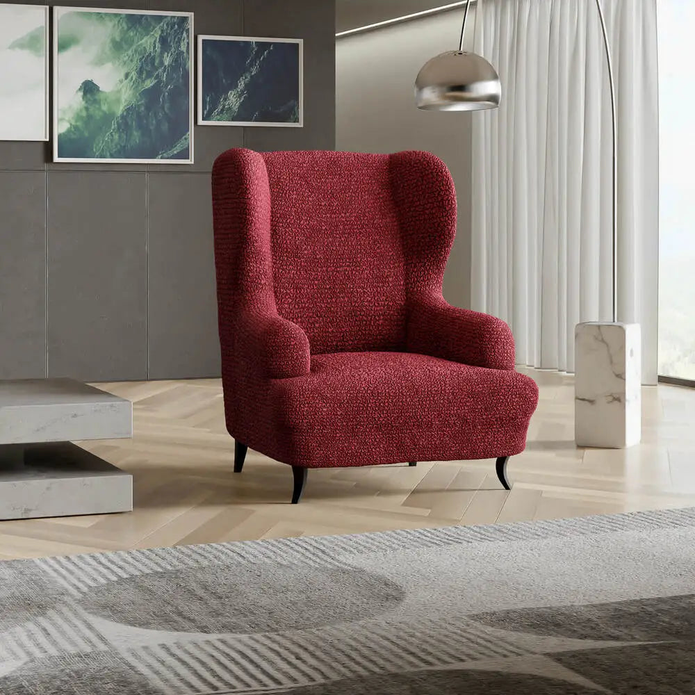 Burgundy Wingback Chair Slipcover, Microfibra Collection