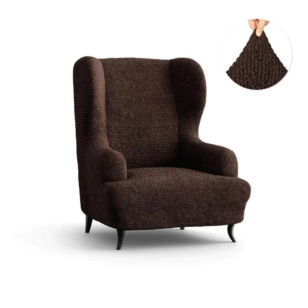 Dark Brown Wingback Chair Slipcover, Microfibra Collection