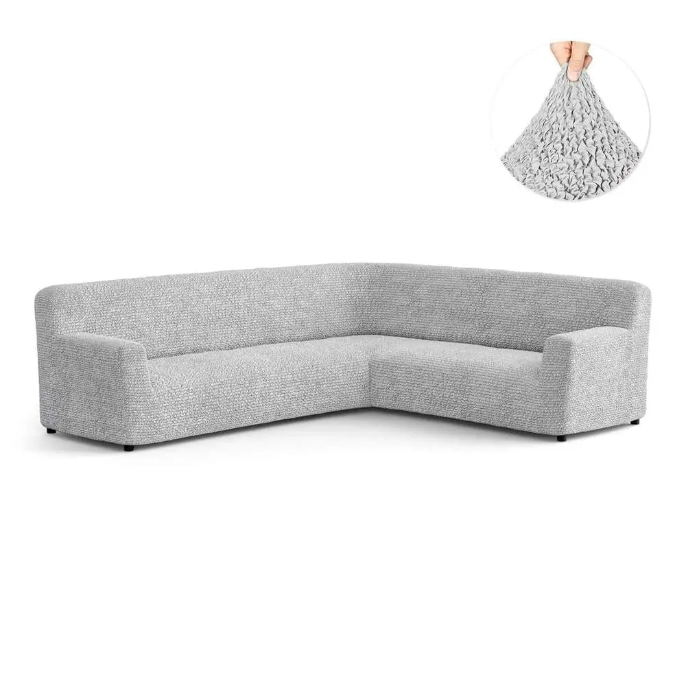Light Grey Corner Sofa Slipcover, Microfibra Collection